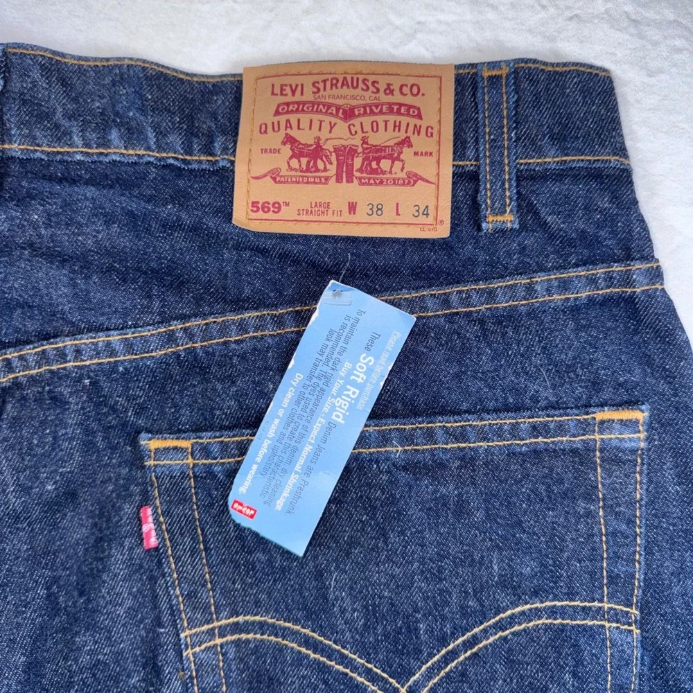 Vtg Levi's 569 Loose Straight Jeans Mens 38x34 Dark Indigo Deadstock 1998 USA